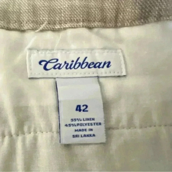 NEW CARIBBEAN Linen Blend Shorts Flax 42” X 9” - Picture 2 of 6
